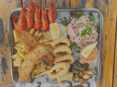 Platter for two at the Apollo Bay Fisherman's Co-op