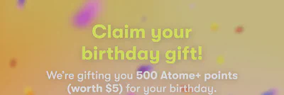 Claim 500 Atome+ points worth S$5 as a birthday gift