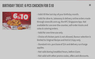 KFC birthday coupon