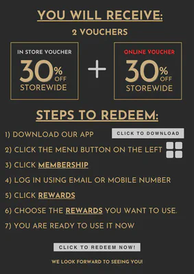 Two RECOIL birthday vouchers offering 30% off in-store and online, with app redemption instructions