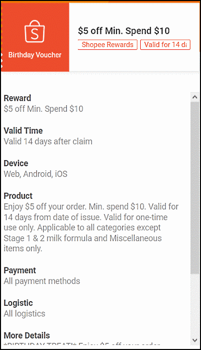 Shopee Birthday Voucher