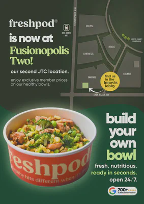 Freshpod Fusionopolis Two location map showing the kiosk in the Innovis lobby near one-north MRT