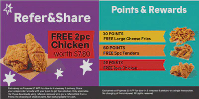Join Popeyes an receive 2 pieces of chicken