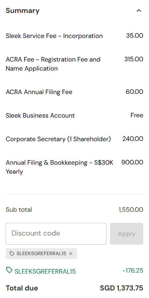 Sleek savings example 1