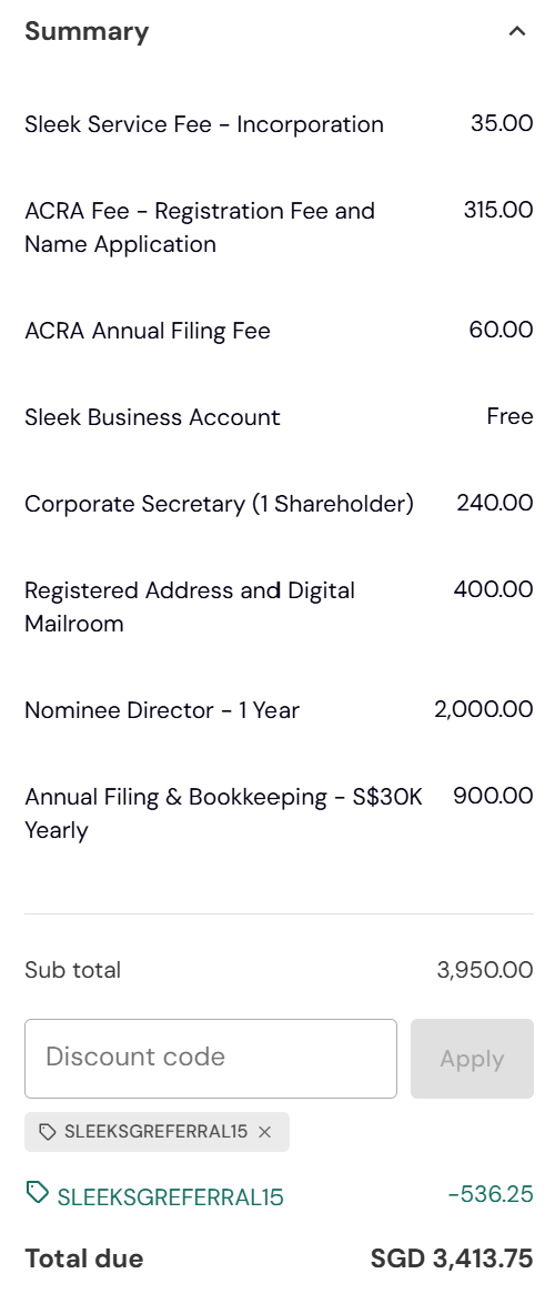 Sleek savings example 2