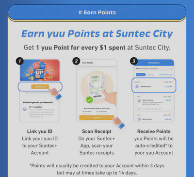 Earn yuu points at Suntec City