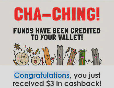 You Tiao Man cashback email received immediately after order was placed.