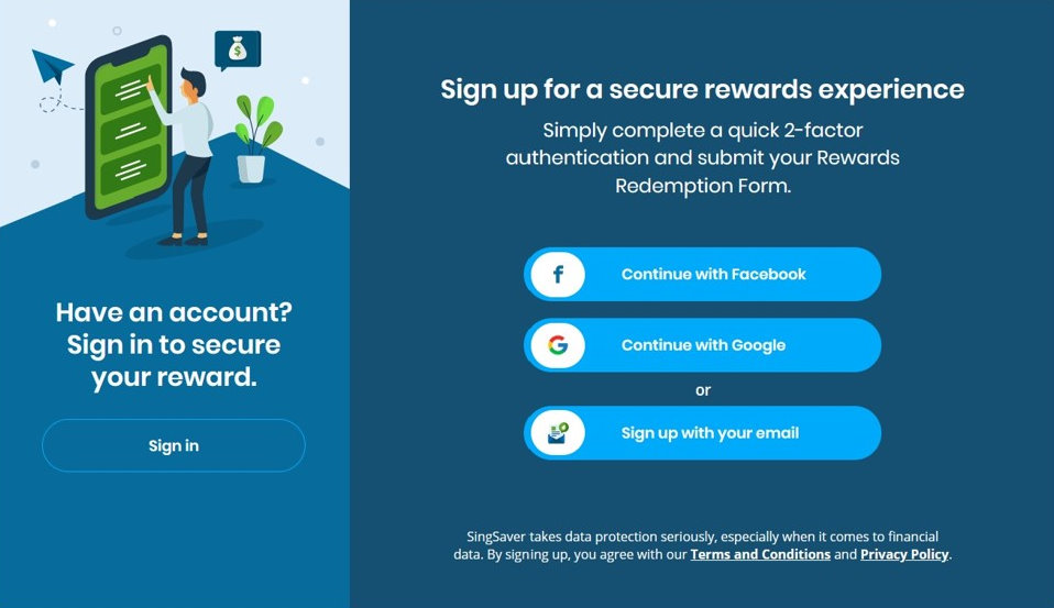 3. Sign into SingSaver Reward Redemption Platform